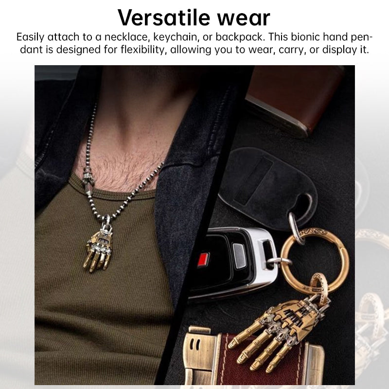 Movable Mechanical Bionic Hand Necklace | Metal Charm Pendant | Gothic Collectible Gift