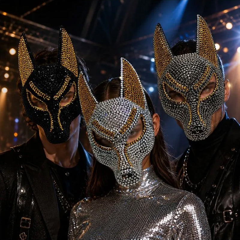 Rhinestone Anubis Full-Face Mask