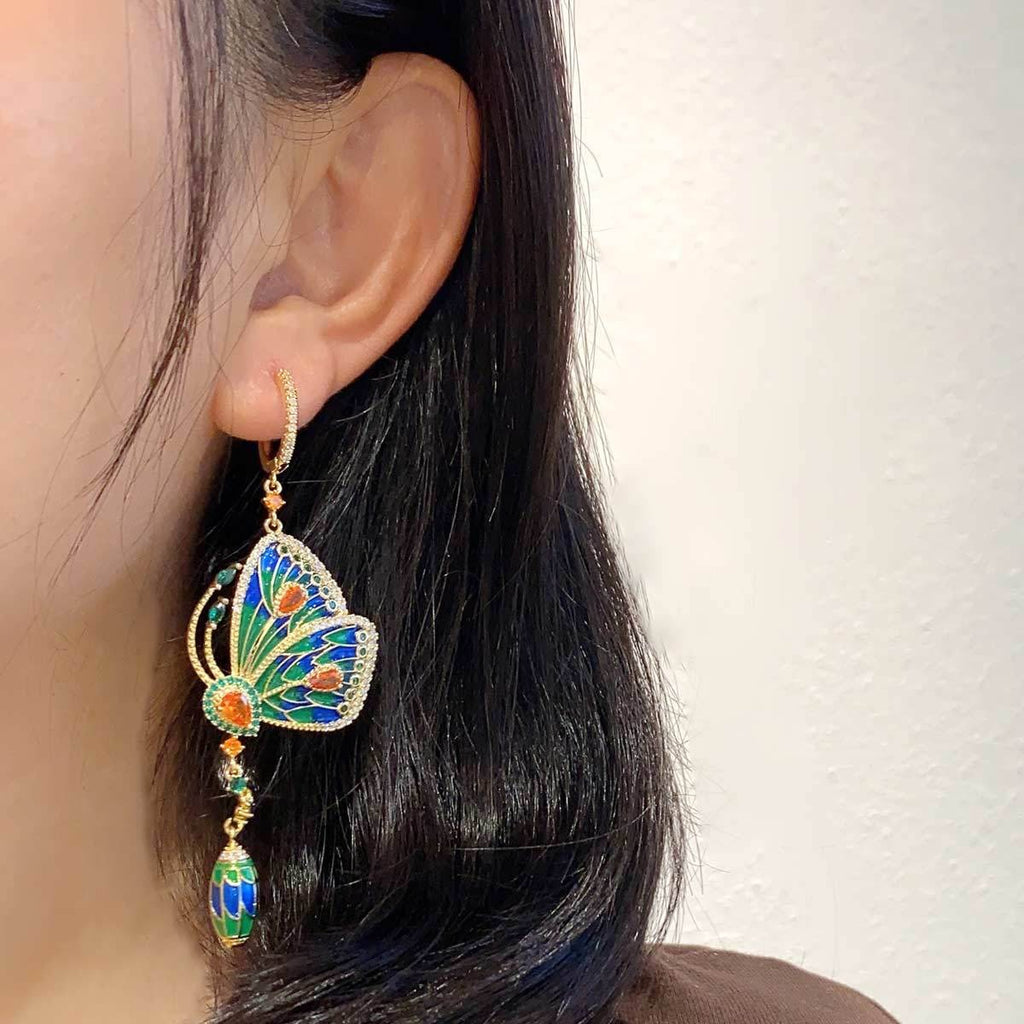 Butterfly Diamond Long Earrings