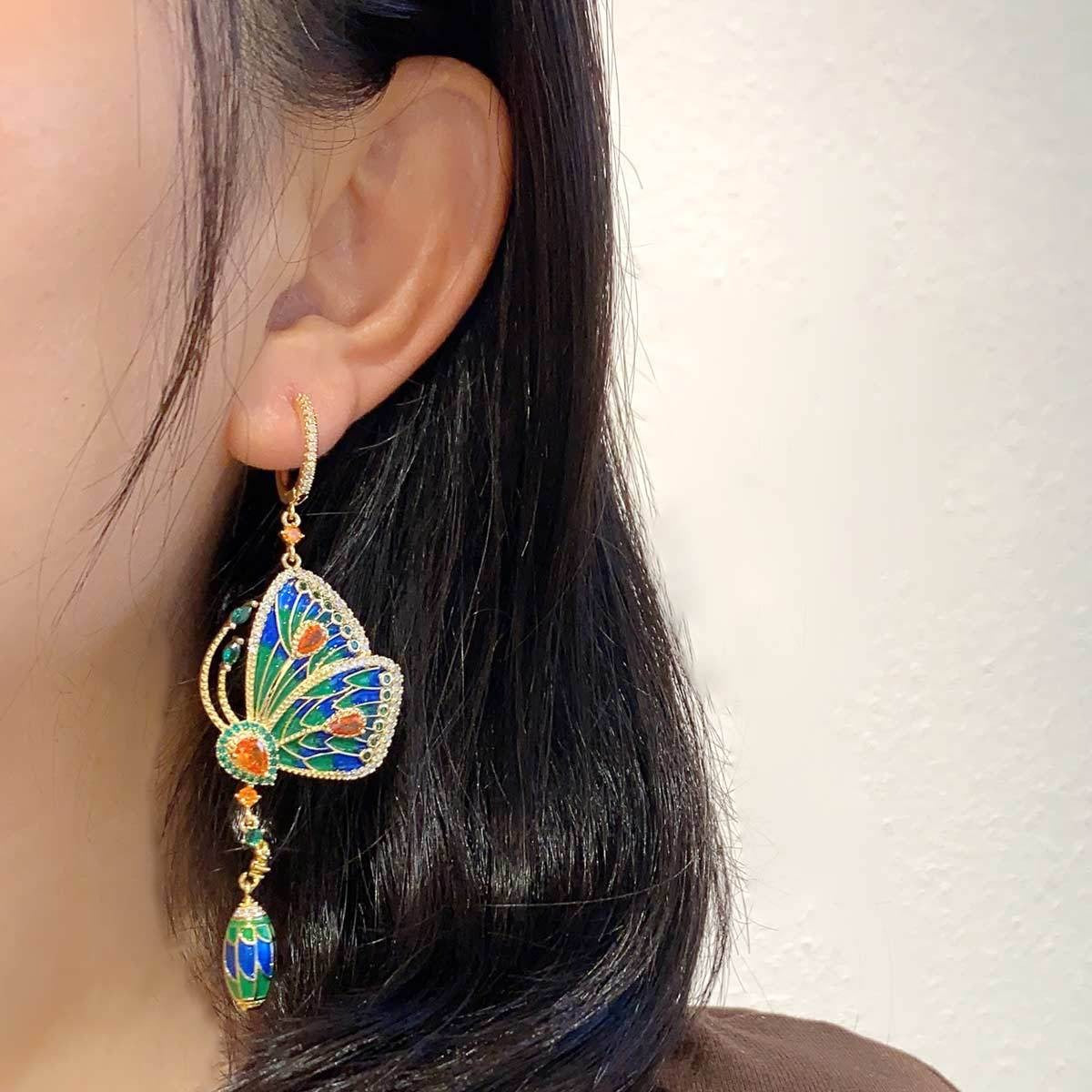 Butterfly Diamond Long Earrings