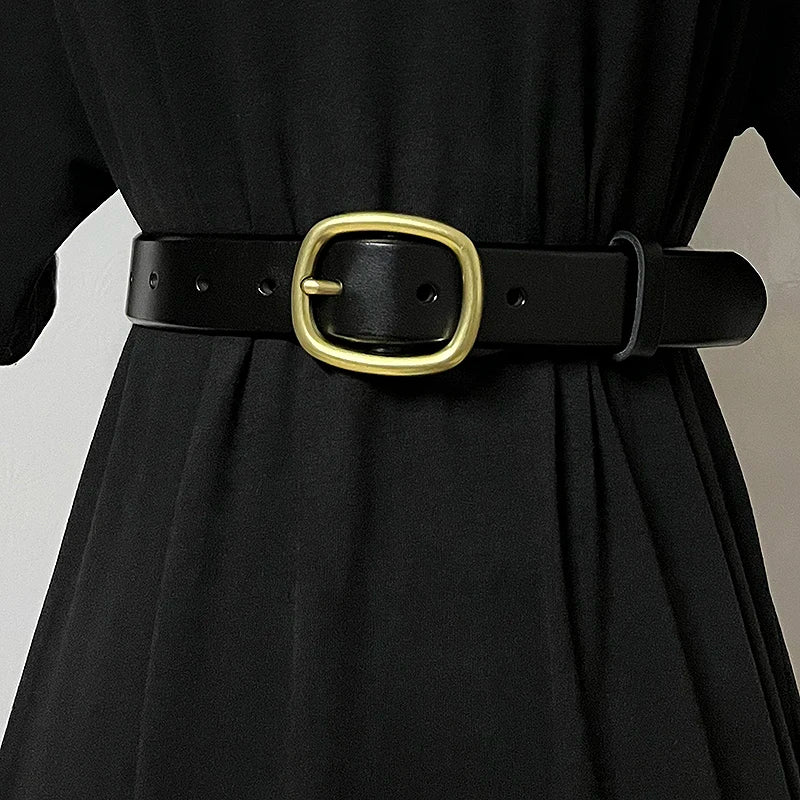 Women's Fashion Genuine Leather Cummerbunds Female Dress Corsets Waistband Belts Decoration Narrow Belt