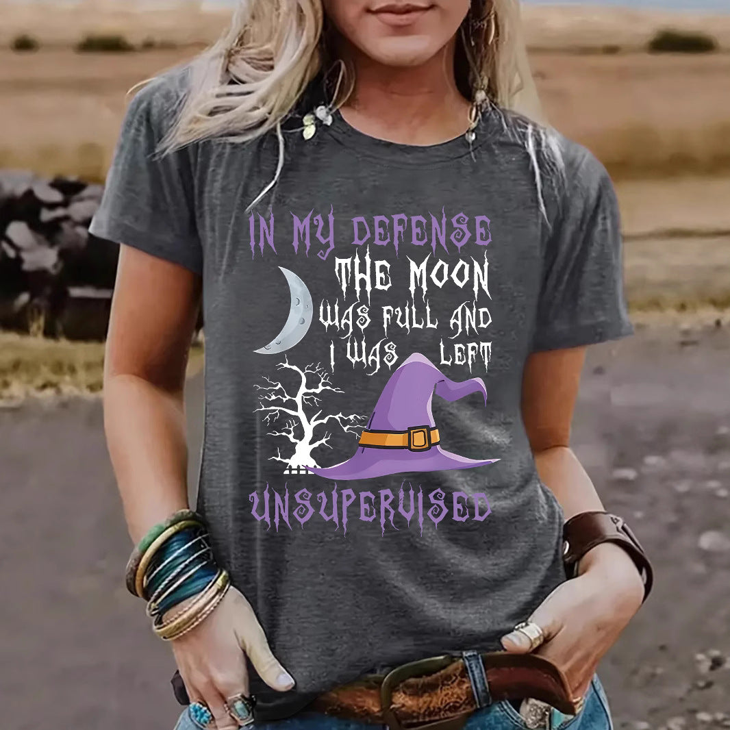 Halloween Witch Pattern Short Sleeve Tee