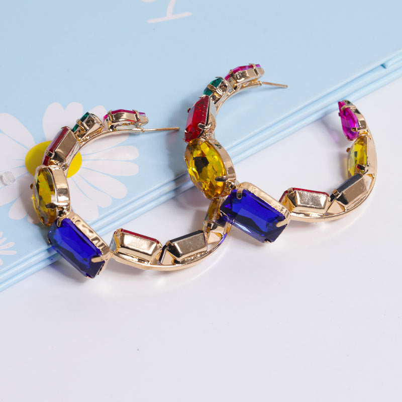 Large Circle Rhinestone Earrings – Crystal Statement