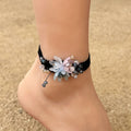 Crystal Flower Anklet | Delicate Glass Crystal Foot Chain Jewelry
