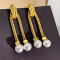 Medieval golden chain earrings, fashionable metal high-end tassel earrings