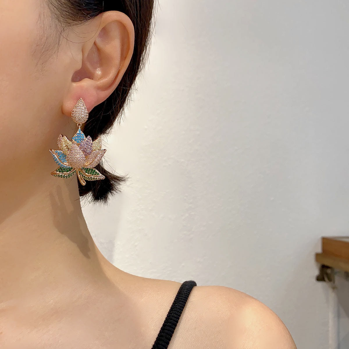 Lotus Flower Diamond Earrings