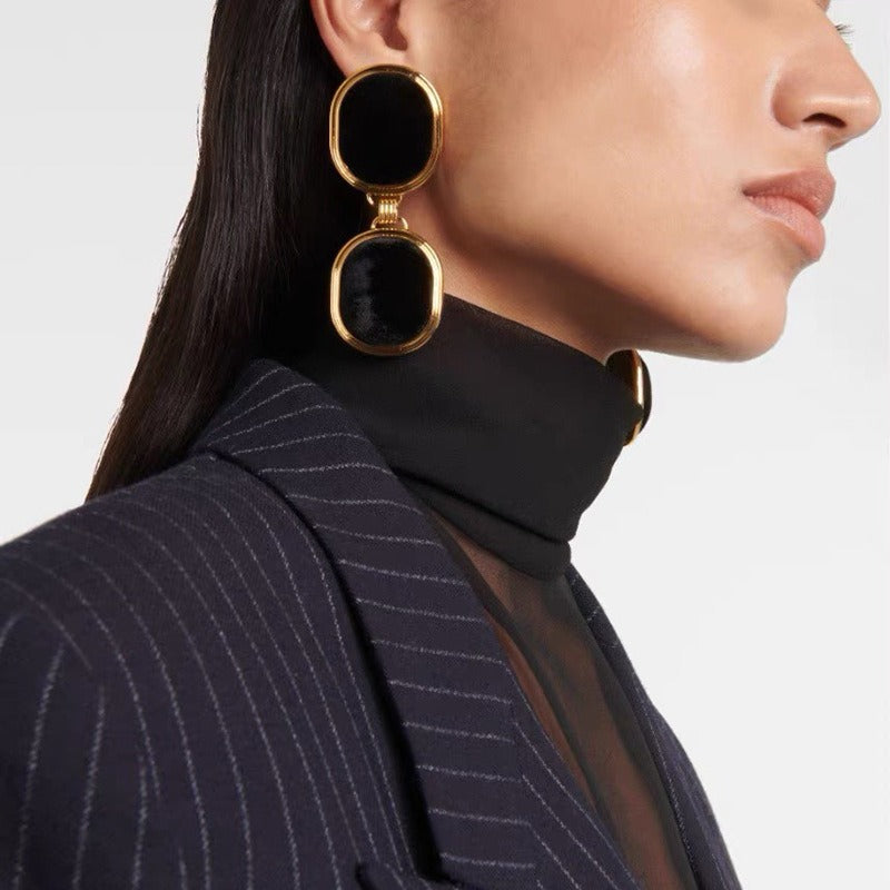 Double Square Clip Earrings