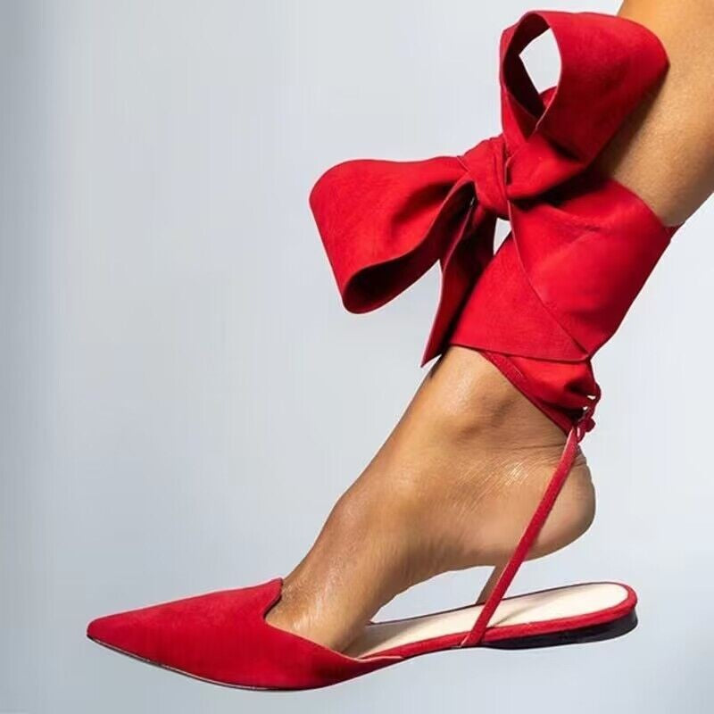 Pointed Toe Ankle Strap Flat Sandals