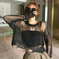 Gothic Hollow-Out Knit Pullover – Short Crop Top