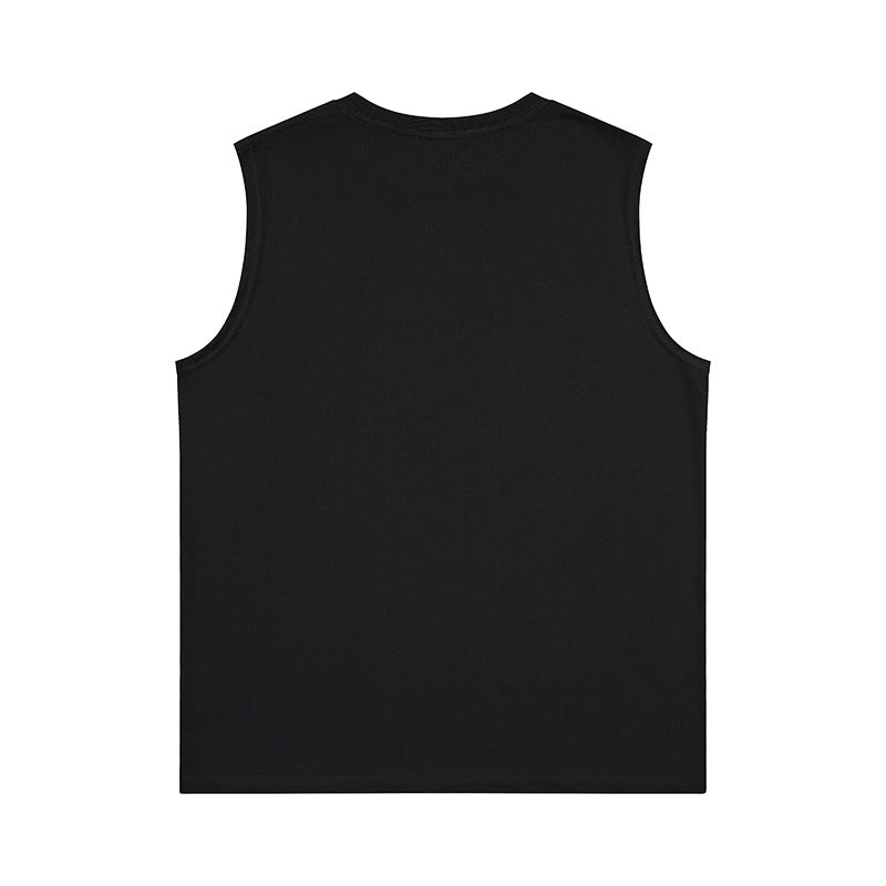 Gothic Cross Letter Embroidered Wide-Shoulder Vest