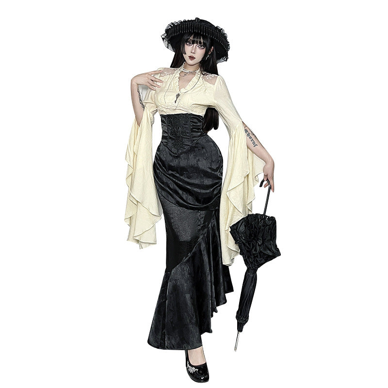 Gothic High Waist Fishtail Maxi Skirt