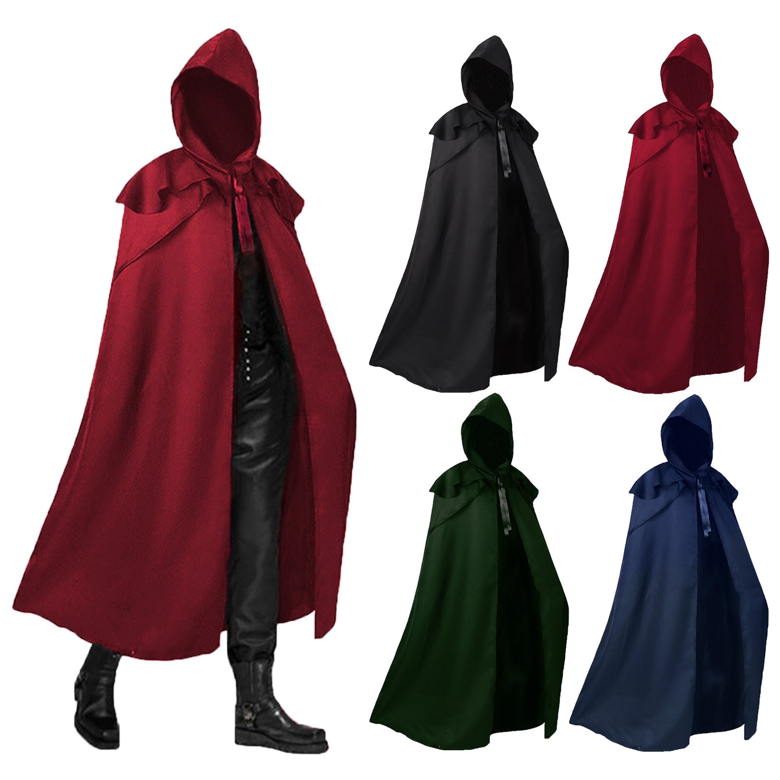 Medieval Hooded Monk Cloak | Gothic Ranger Belted Cape for Halloween & Cosplay