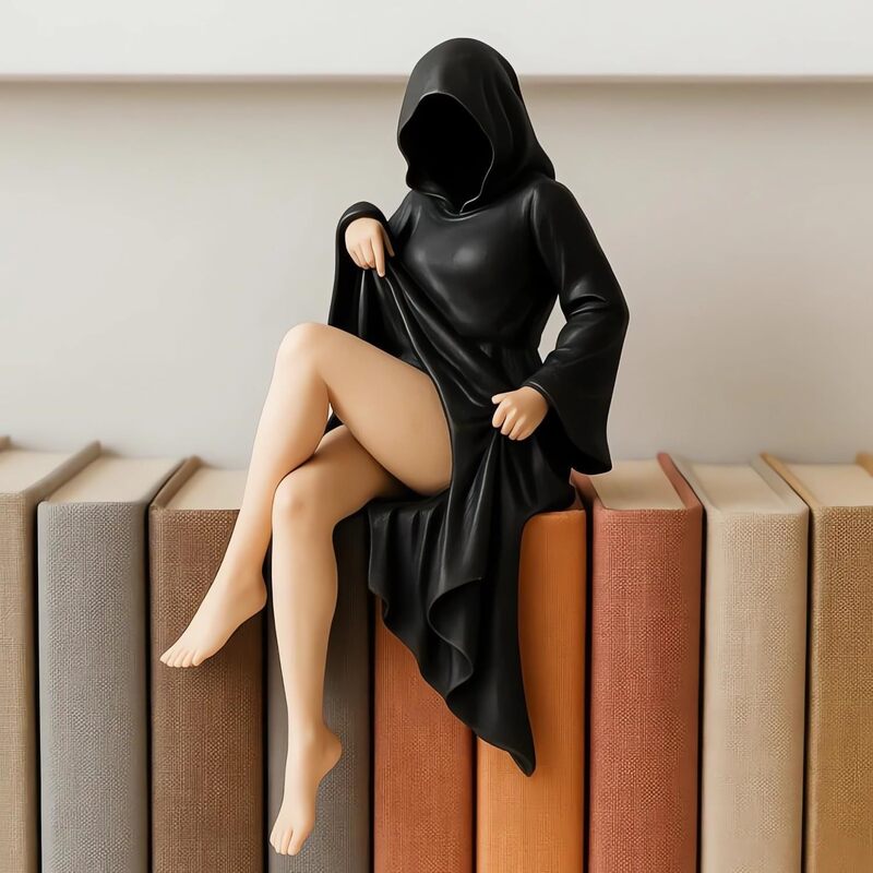 Gothic Halloween Female Sitting Statue | Resin Figurine | Desktop & Home Decor | 3 Styles