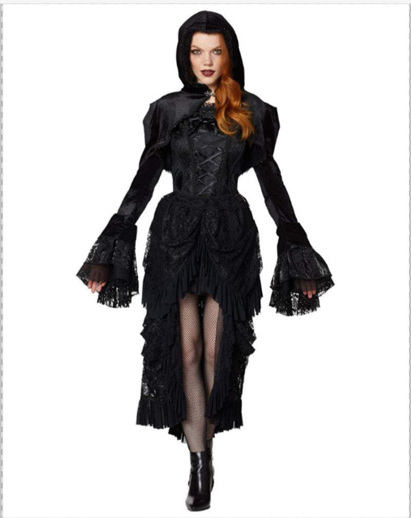 Beaded Gothic Medieval Roman Women's Modern Dance Shawl Performance Dress for Halloween Party
