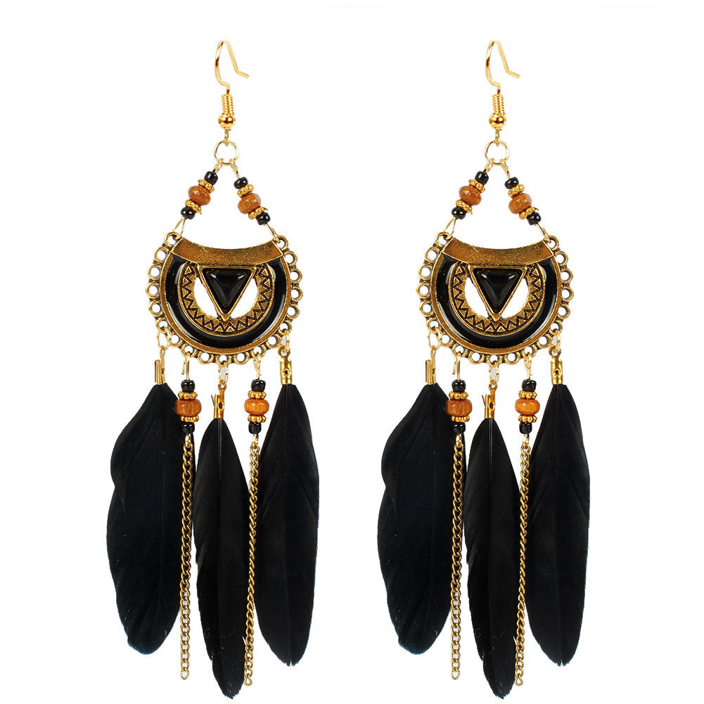Triangular Feather Tassel Earrings