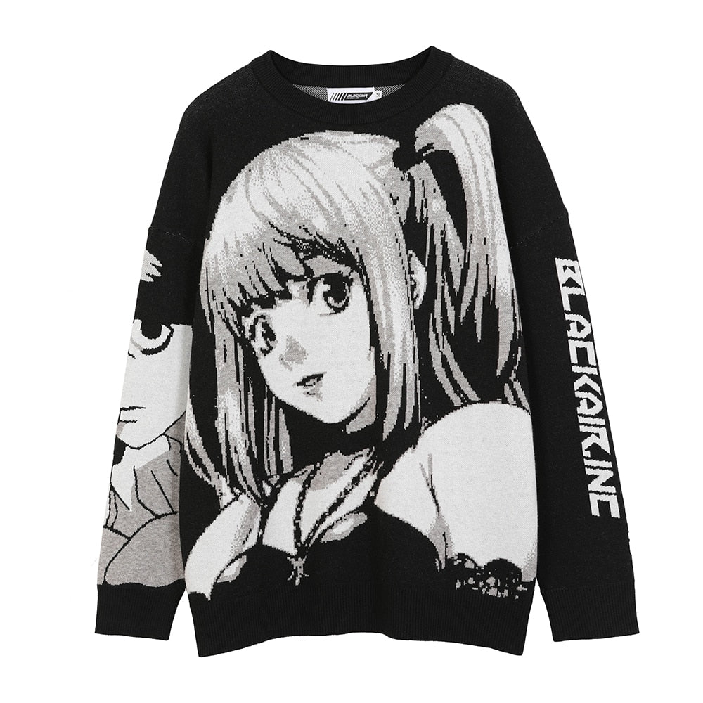 Harajuku Gothic Knit Oversized Sweater – Kawaii Cartoon