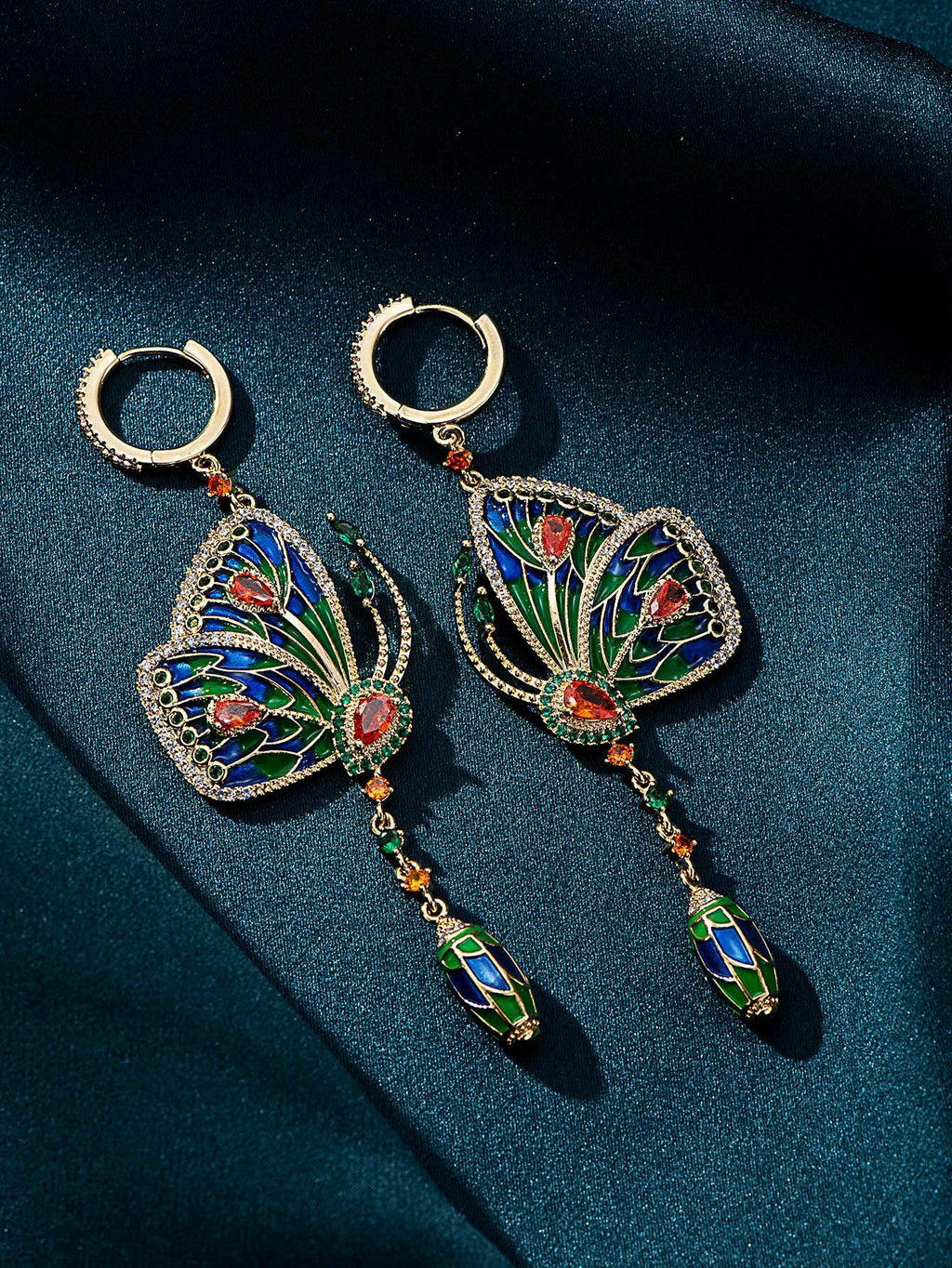 Butterfly Diamond Long Earrings