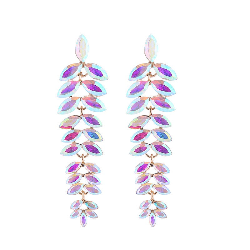 Diamond Leaf Flower Earrings