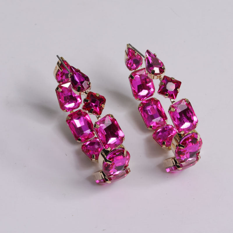 Large Circle Rhinestone Earrings – Crystal Statement