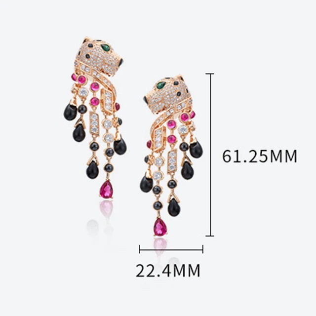 Leopard Zircon Oil Drop Earrings