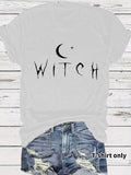 Witch Pattern Round Neck Short Sleeve Tee