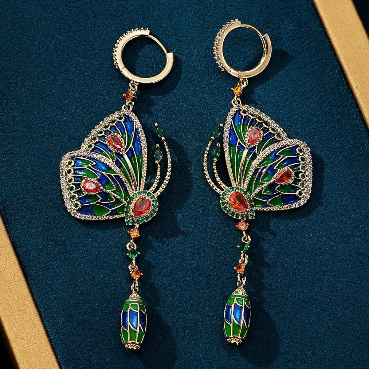 Butterfly Diamond Long Earrings