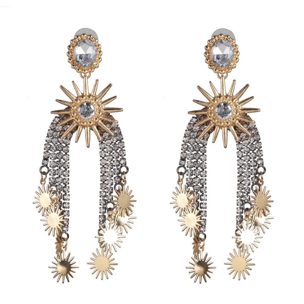 Vintage Ethnic Crystal Tassel Drop Earrings | Star & Claw Chain Statement Jewelry | 4 Styles
