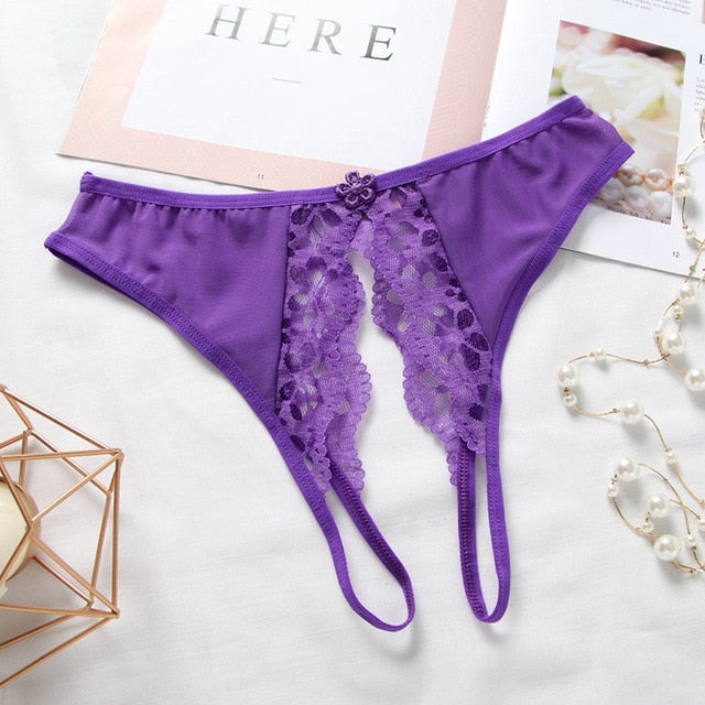 Lace Open-Crotch Panties