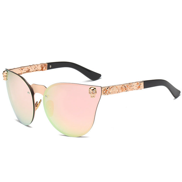 Gothic Skull Sunglasses | Ornate Metal Temple Shield Frames
