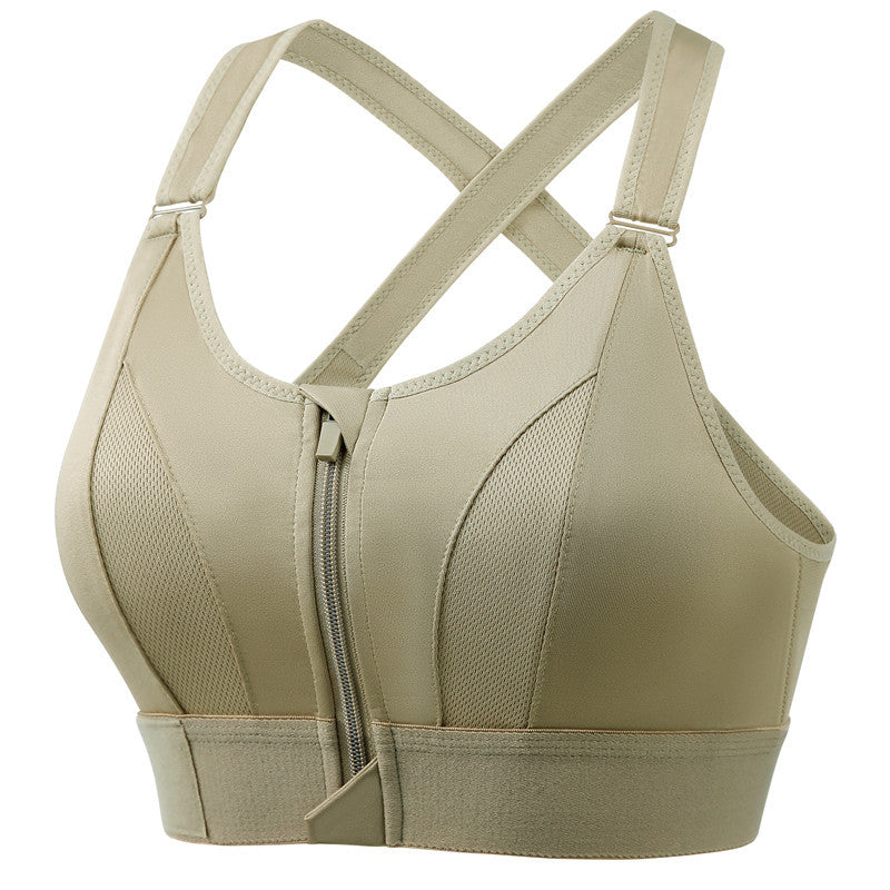 Front Zip Sports Bra | Wire-Free, Shockproof & Back Cross Design