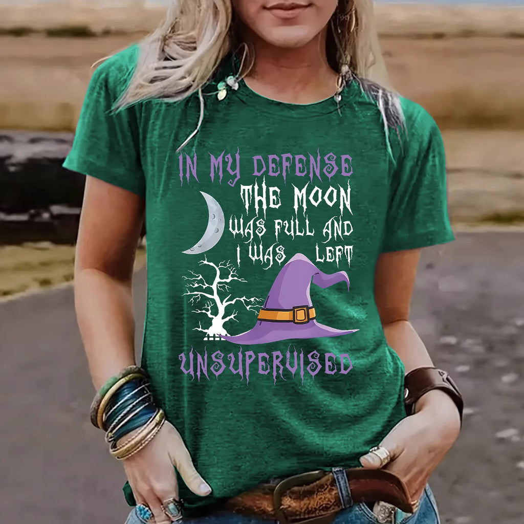 Halloween Witch Pattern Short Sleeve Tee
