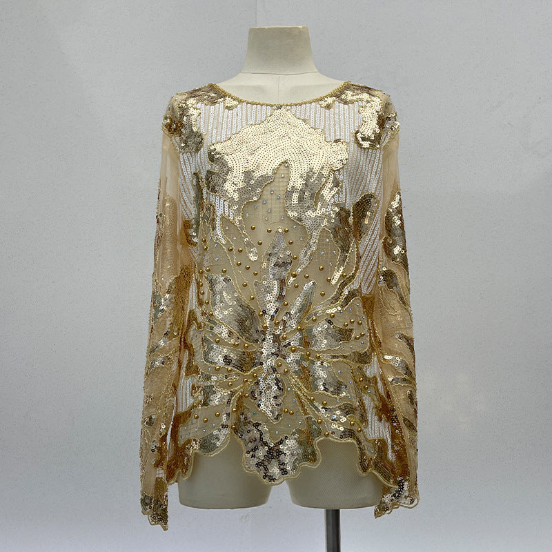 Gothic Punk Sequin Embroidered Pullover Top