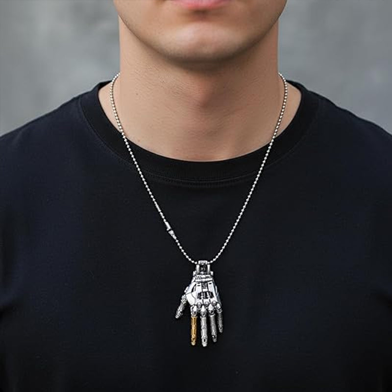 Movable Mechanical Bionic Hand Necklace | Metal Charm Pendant | Gothic Collectible Gift