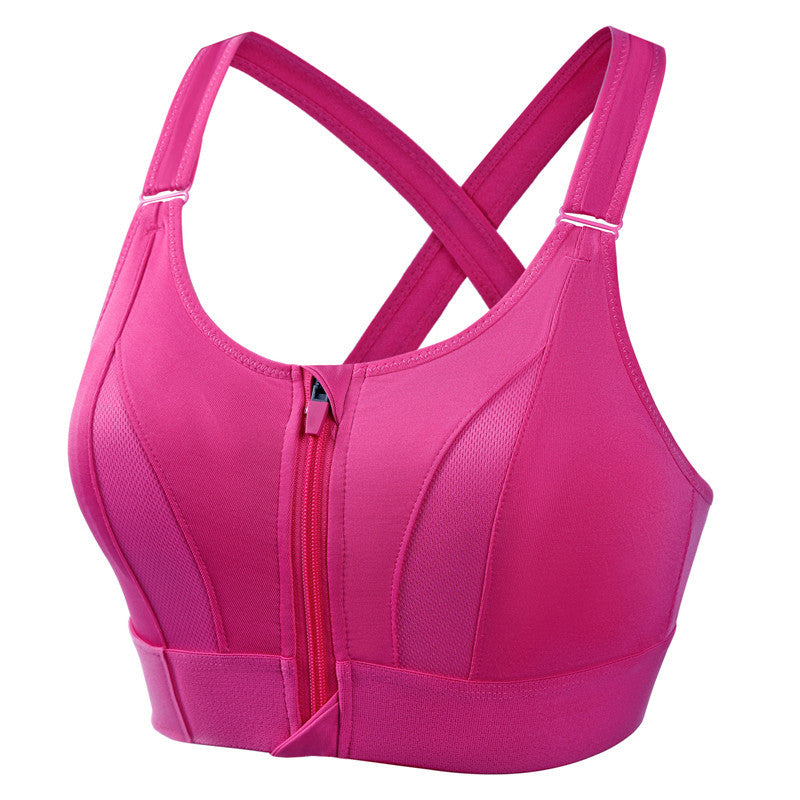 Front Zip Sports Bra | Wire-Free, Shockproof & Back Cross Design