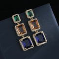 Geometric Square Crystal Earrings