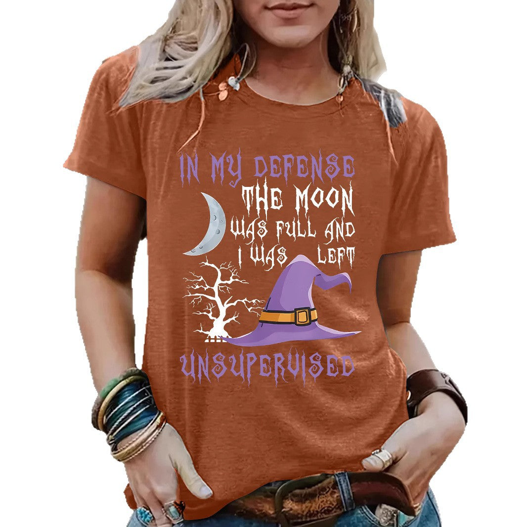 Halloween Witch Pattern Short Sleeve Tee