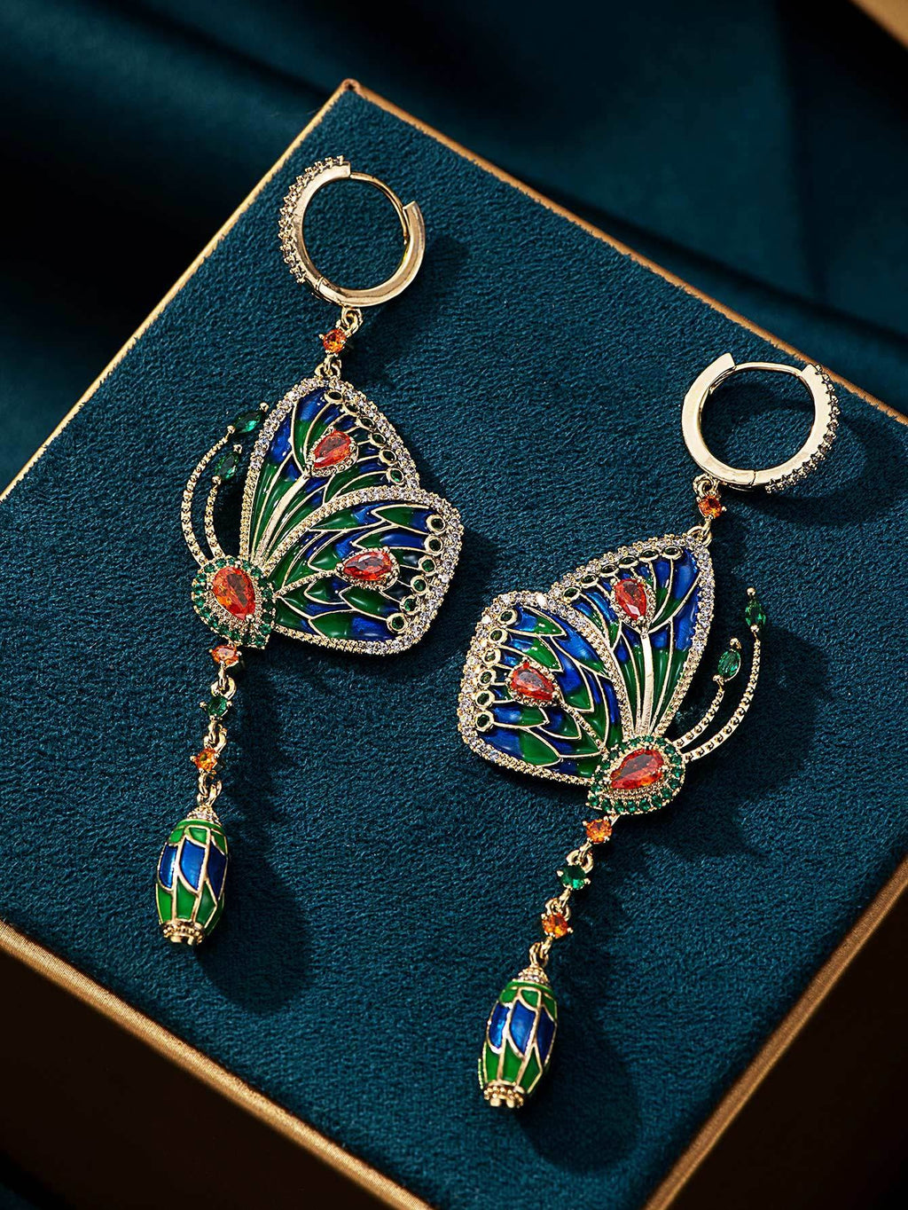 Butterfly Diamond Long Earrings