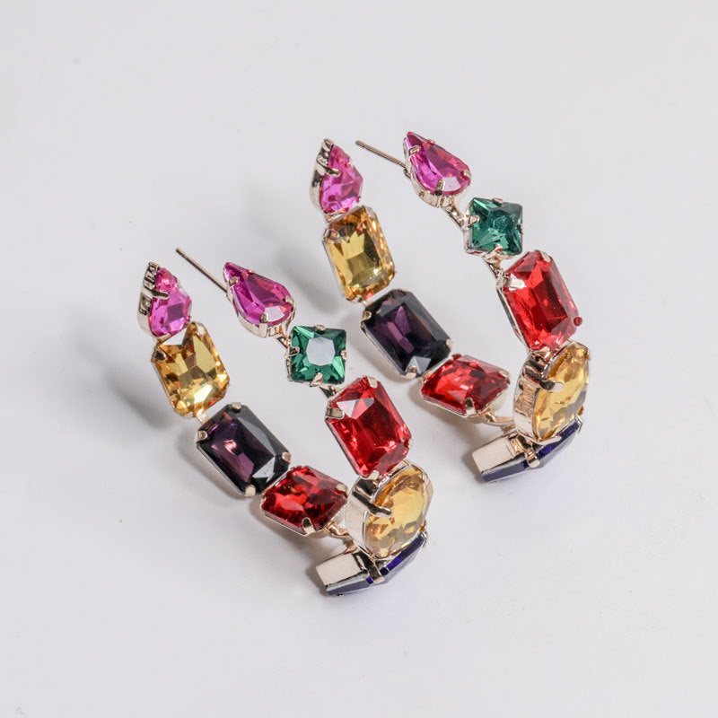 Large Circle Rhinestone Earrings – Crystal Statement