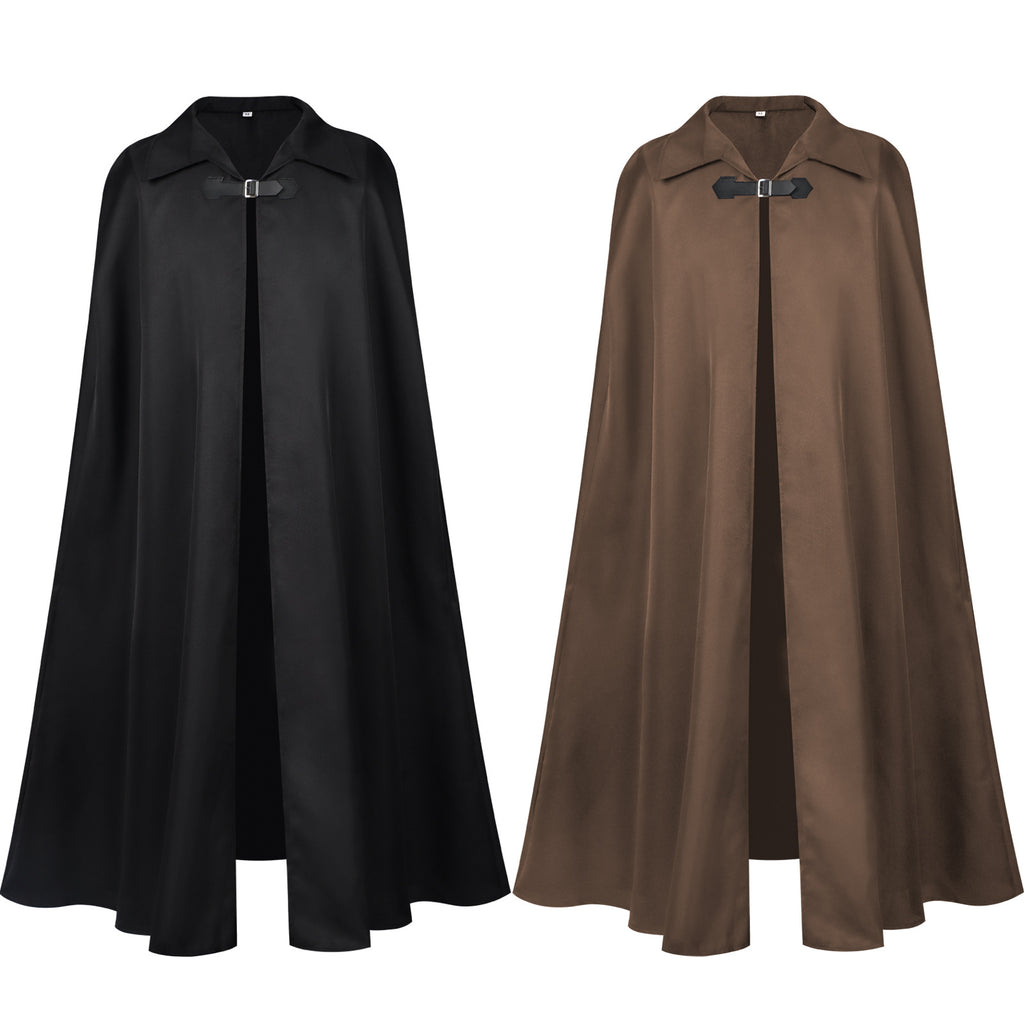 Halloween Unisex Vintage Gothic Cape Coat Hooded Cloak Wizard Priest Robe