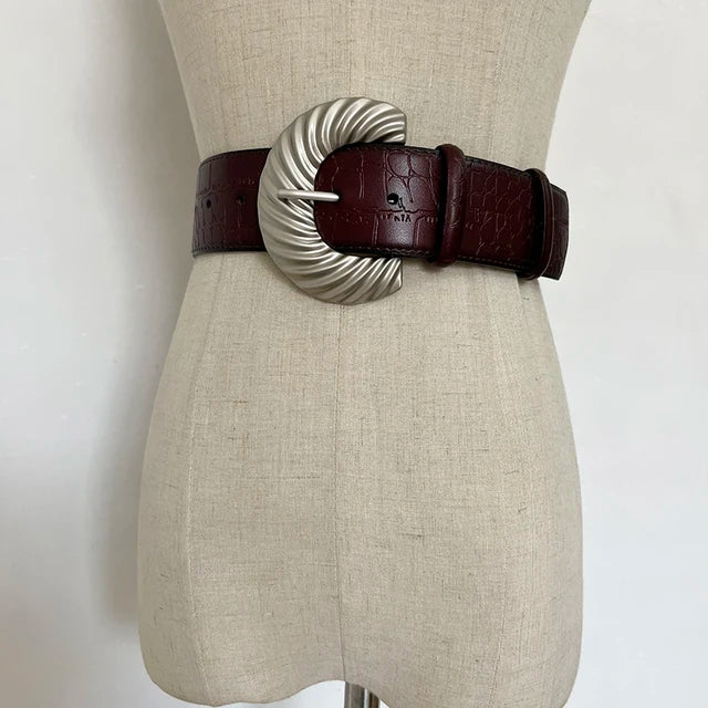 Genuine Leather Wide Waist Belt — Dark Romantic Corset Style