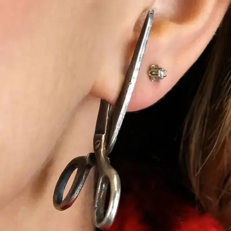 Gothic Scissors Stud Earrings – Punk Unisex
