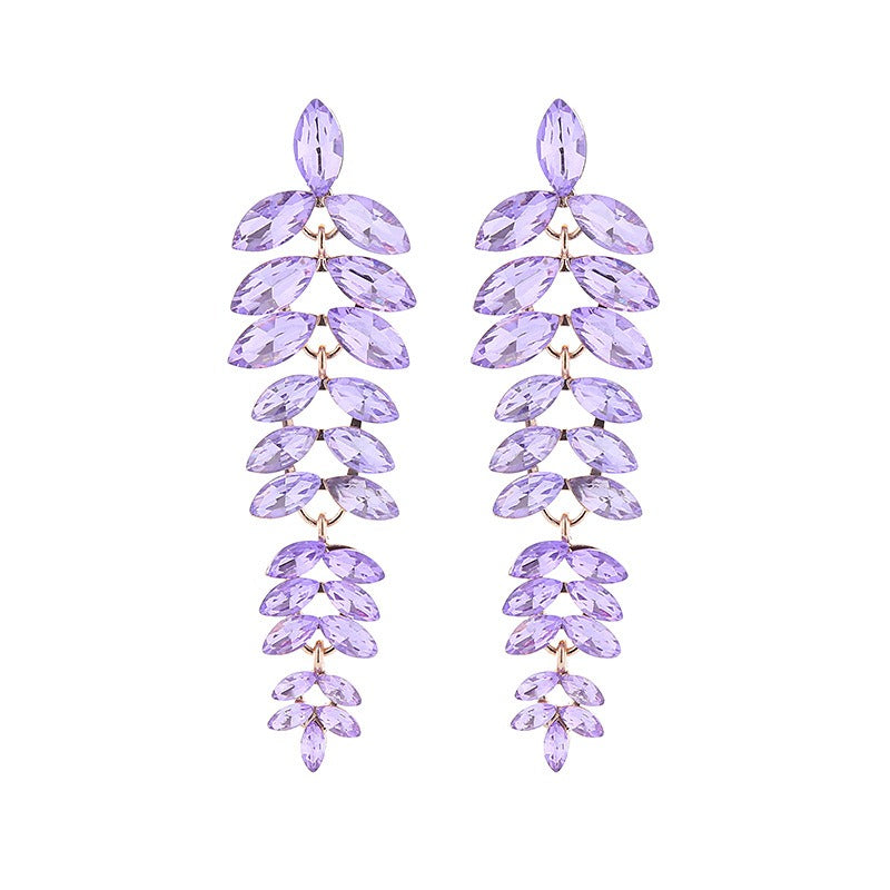 Diamond Leaf Flower Earrings