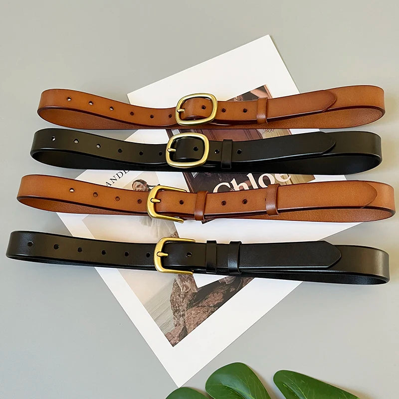 Women's Fashion Genuine Leather Cummerbunds Female Dress Corsets Waistband Belts Decoration Narrow Belt