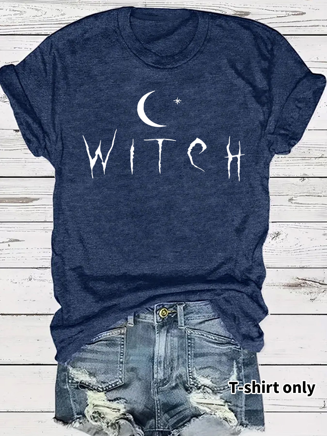 Witch Pattern Round Neck Short Sleeve Tee