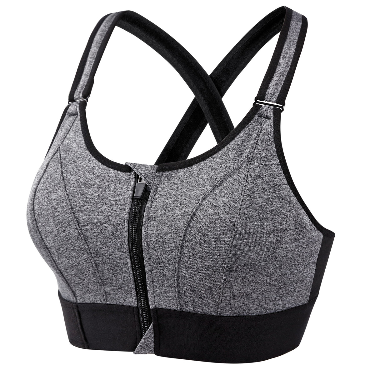 Front Zip Sports Bra | Wire-Free, Shockproof & Back Cross Design