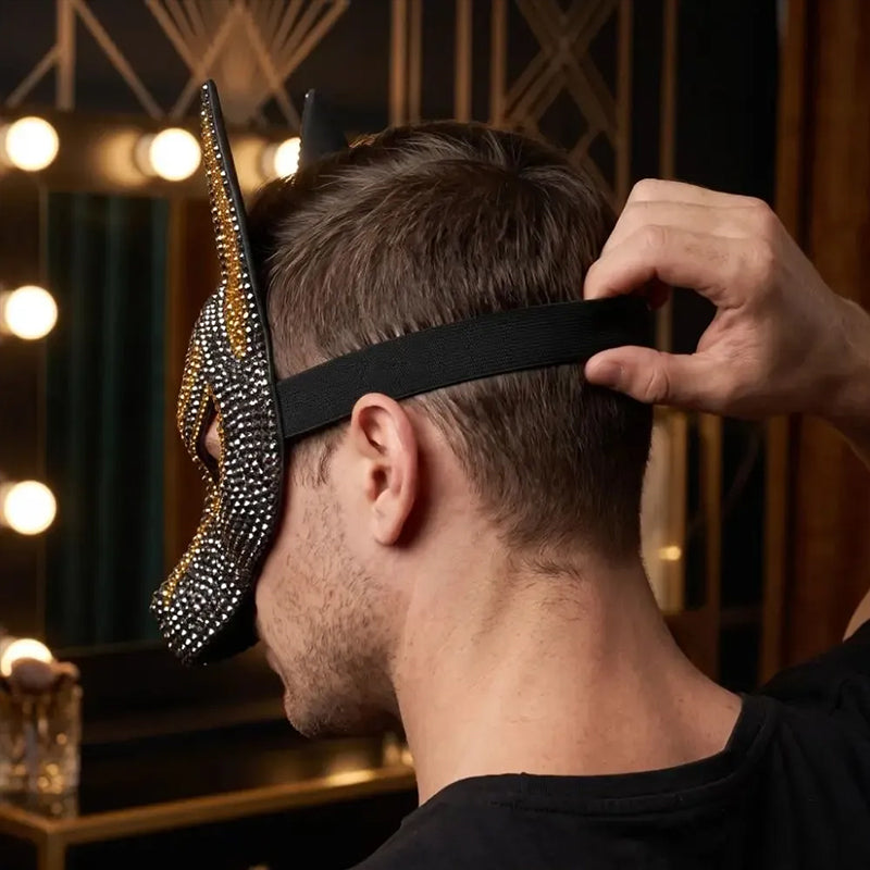 Rhinestone Anubis Full-Face Mask
