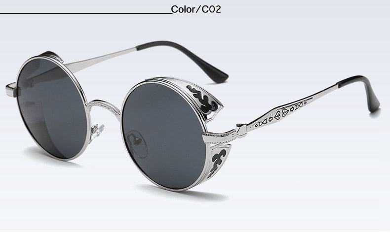 Steampunk Gothic Round Sunglasses – UV400 Polarized