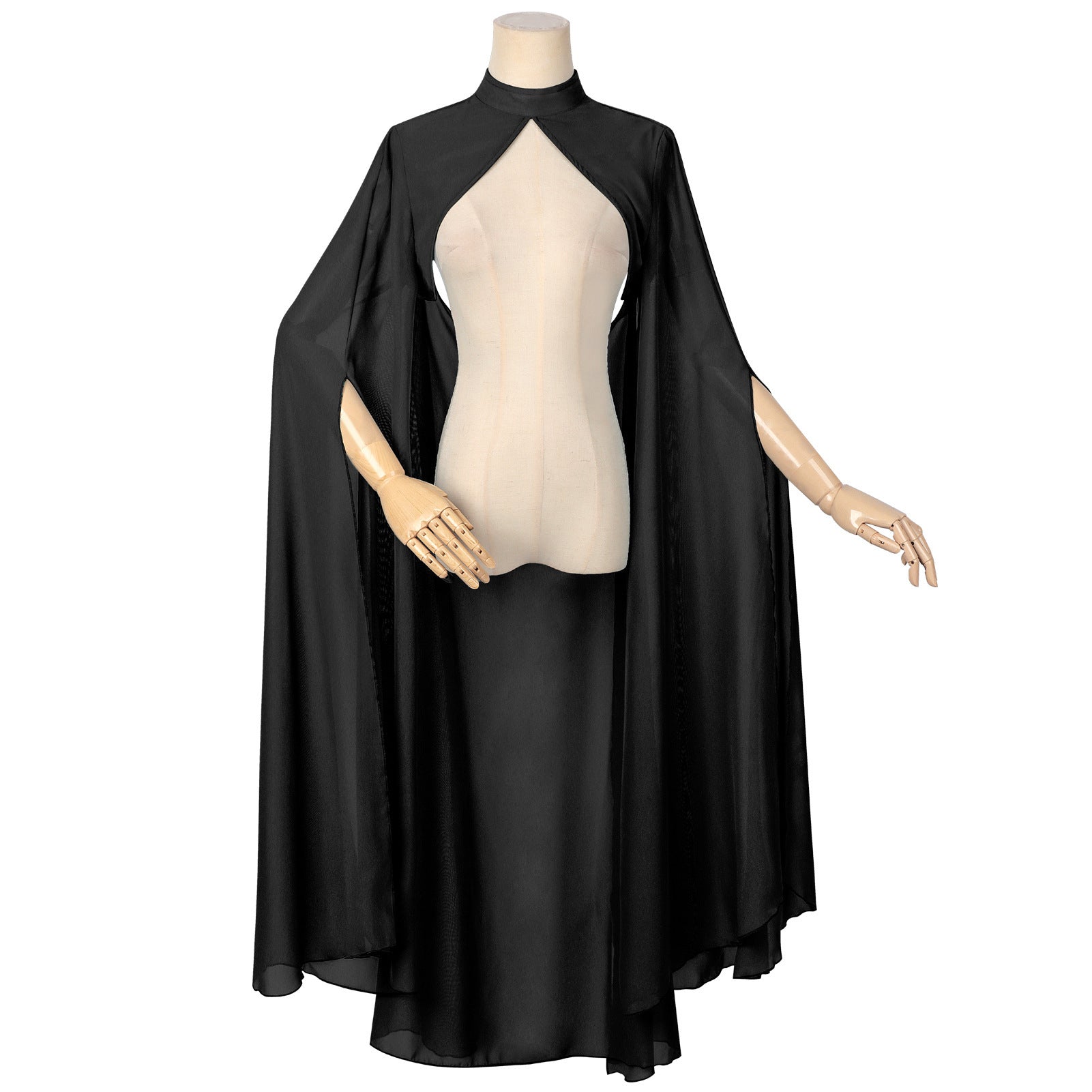Gothic Chiffon Court Cloak – Long Cape Shawl