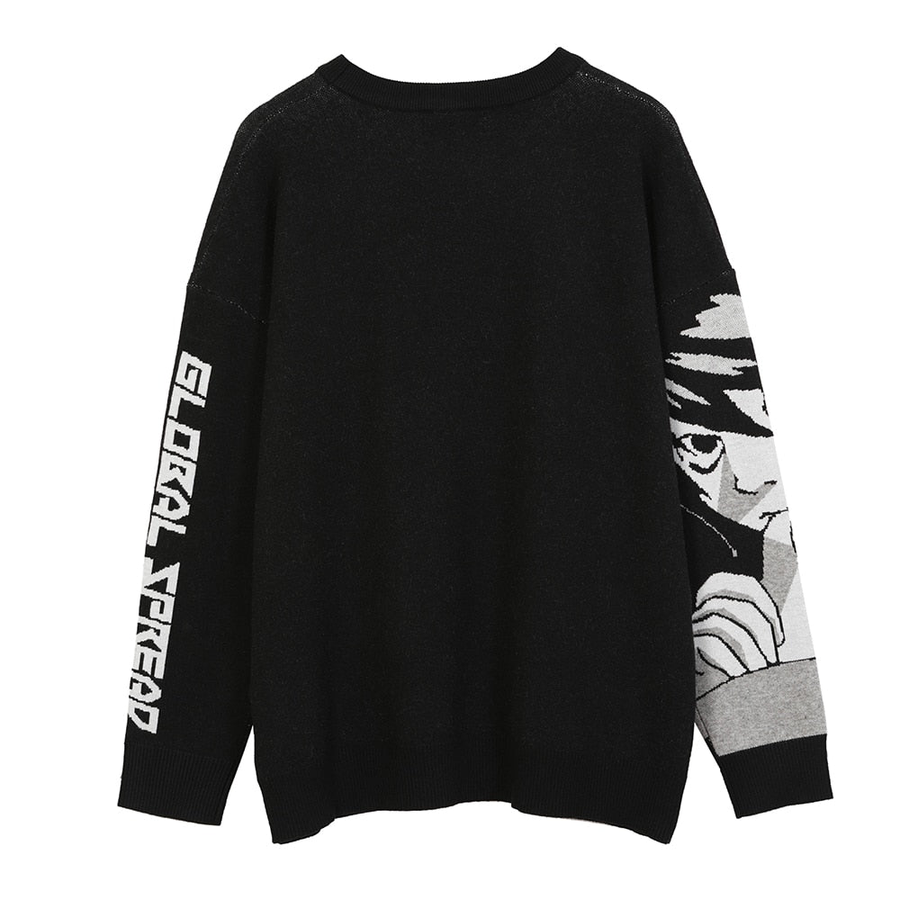 Harajuku Gothic Knit Oversized Sweater – Kawaii Cartoon