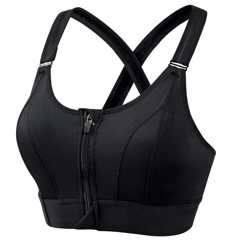Front Zip Sports Bra | Wire-Free, Shockproof & Back Cross Design